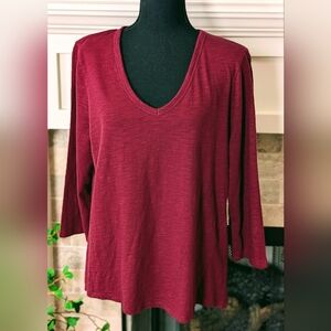 Chico's Deep Red V-Neck Blouse